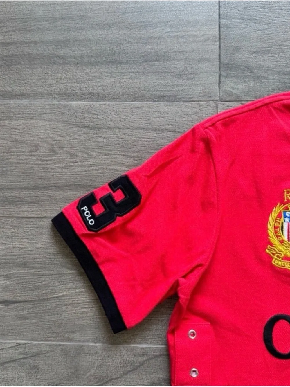 Polo by Ralph Lauren Red Polo with Black Contrast Collar - Chicago Crest